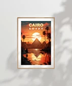 Çerçevesiz Poster Piramitlerin Altında Gün Batımı thumbnail 7
