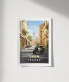 Çerçevesiz Poster Lyon'un Şirin Sokakları ve Vespa thumbnail 1