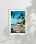 Çerçevesiz Poster Maldives Tropik Plaj Manzarası thumbnail 7