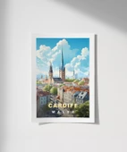 Çerçevesiz Poster Cardiff Manzarası Galler Sanatsal thumbnail 1