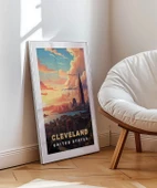 Çerçevesiz Poster Gün Batımında Şehir Silüeti thumbnail 4