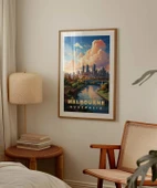 Çerçevesiz Poster Gün Batımında Melbourne Şehir thumbnail 3