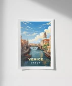 Çerçevesiz Poster Venedik Kanalı Manzarası thumbnail 1