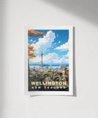 Çerçevesiz Poster Wellington Skyline New Zealand thumbnail 1