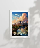 Çerçevesiz Poster Gün Batımında Melbourne Şehir thumbnail 2