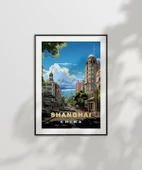 Çerçevesiz Poster Şangay'ın Şehir Çizgileri thumbnail 7