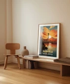 Çerçevesiz Poster Space Needle ile Gün Batımı thumbnail 4