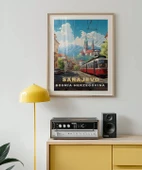 Çerçevesiz Poster Dağların Gölgesinde Sarajevo Şehir Manzarası thumbnail 3