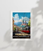 Çerçevesiz Poster Dağların Gölgesinde Sarajevo Şehir Manzarası thumbnail 2