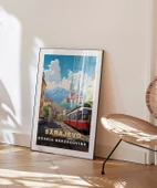 Çerçevesiz Poster Dağların Gölgesinde Sarajevo Şehir Manzarası thumbnail 5