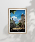 Çerçevesiz Poster Şangay'ın Şehir Çizgileri thumbnail 6