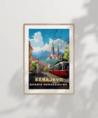 Çerçevesiz Poster Dağların Gölgesinde Sarajevo Şehir Manzarası thumbnail 7