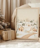 Çerçevesiz Poster Dağ Evine Giden Kış Yolu thumbnail 1