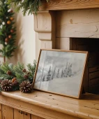 Çerçevesiz Poster Çam Ağaçlarıyla Kar Dağları thumbnail 1