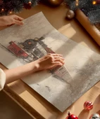 Çerçevesiz Poster Kışın Tren Seferi thumbnail 2