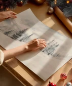 Çerçevesiz Poster Çam Ağaçlarıyla Kar Dağları thumbnail 2