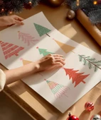 Çerçevesiz Poster Renkli Çam Ağaçları thumbnail 2