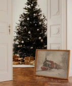 Çerçevesiz Poster Kışın Tren Seferi thumbnail 1