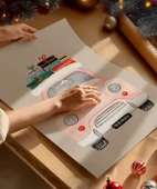 Çerçevesiz Poster Sevimli Araba ve Hediyeler thumbnail 2