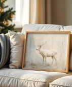 Çerçevesiz Poster Karla Süslenmiş Geyik thumbnail 1