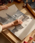 Çerçevesiz Poster Çam Ağaçlarının Altında thumbnail 2