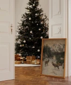 Çerçevesiz Poster Karla Kaplı Dağ Geyikleri thumbnail 1