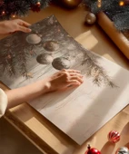 Çerçevesiz Poster Işıklarla Süslenmiş Çamlar thumbnail 2