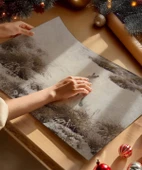 Çerçevesiz Poster Karın İçindeki Tavşan thumbnail 2