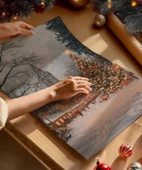 Çerçevesiz Poster Karla Aydınlanmış Kilise thumbnail 2