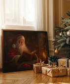 Çerçevesiz Poster Şömine ve Noel Baba - 1