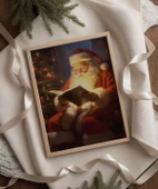 Çerçevesiz Poster Noel Baba ve Kitap - 2