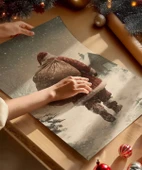 Çerçevesiz Poster Kar ve Noel Baba thumbnail 2