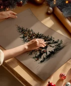 Çerçevesiz Poster Işıklı Çam Ağacı thumbnail 2