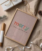 Çerçevesiz Poster Merry Christmas Tipografi thumbnail 1