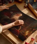 Çerçevesiz Poster Şömine ve Noel Baba - 2