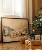 Çerçevesiz Poster Beyaz Dağların Ev Huzuru thumbnail 1