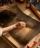 Çerçevesiz Poster Uçan Kızak ve Ren Geyikleri thumbnail 2