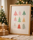 Çerçevesiz Poster Renkli Çam Ağaçları thumbnail 1