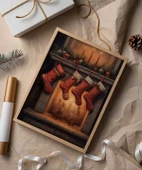 Çerçevesiz Poster Şömine ve Noel Çorapları thumbnail 1
