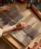 Çerçevesiz Poster Karla Kaplı Şehir Sokakları thumbnail 2