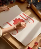 Çerçevesiz Poster Noel Çiçeği Temalı Joy - 2