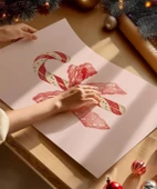 Çerçevesiz Poster Kırmızı Kurdeleli Şeker Çubuğu thumbnail 2