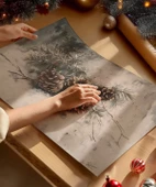 Çerçevesiz Poster Beyaz Ağaç Yolu thumbnail 2