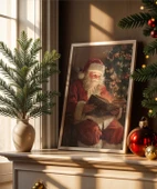 Çerçevesiz Poster Noel Baba ve Kitabı thumbnail 1