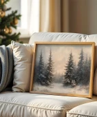 Çerçevesiz Poster Çam Ağaçlarıyla Süslenmiş Doğa thumbnail 1