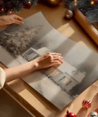 Çerçevesiz Poster Karlı Günlerde Sıcak Bir Ev thumbnail 3