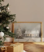 Çerçevesiz Poster Karlı Günlerde Sıcak Bir Ev thumbnail 1