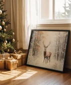 Çerçevesiz Poster Beyaz Ormanda Geyik thumbnail 1