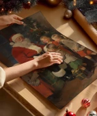 Çerçevesiz Poster Mutlu Çocuklar ve Noel Baba thumbnail 2