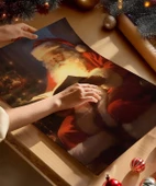 Çerçevesiz Poster Noel Baba ve Kitap - 3